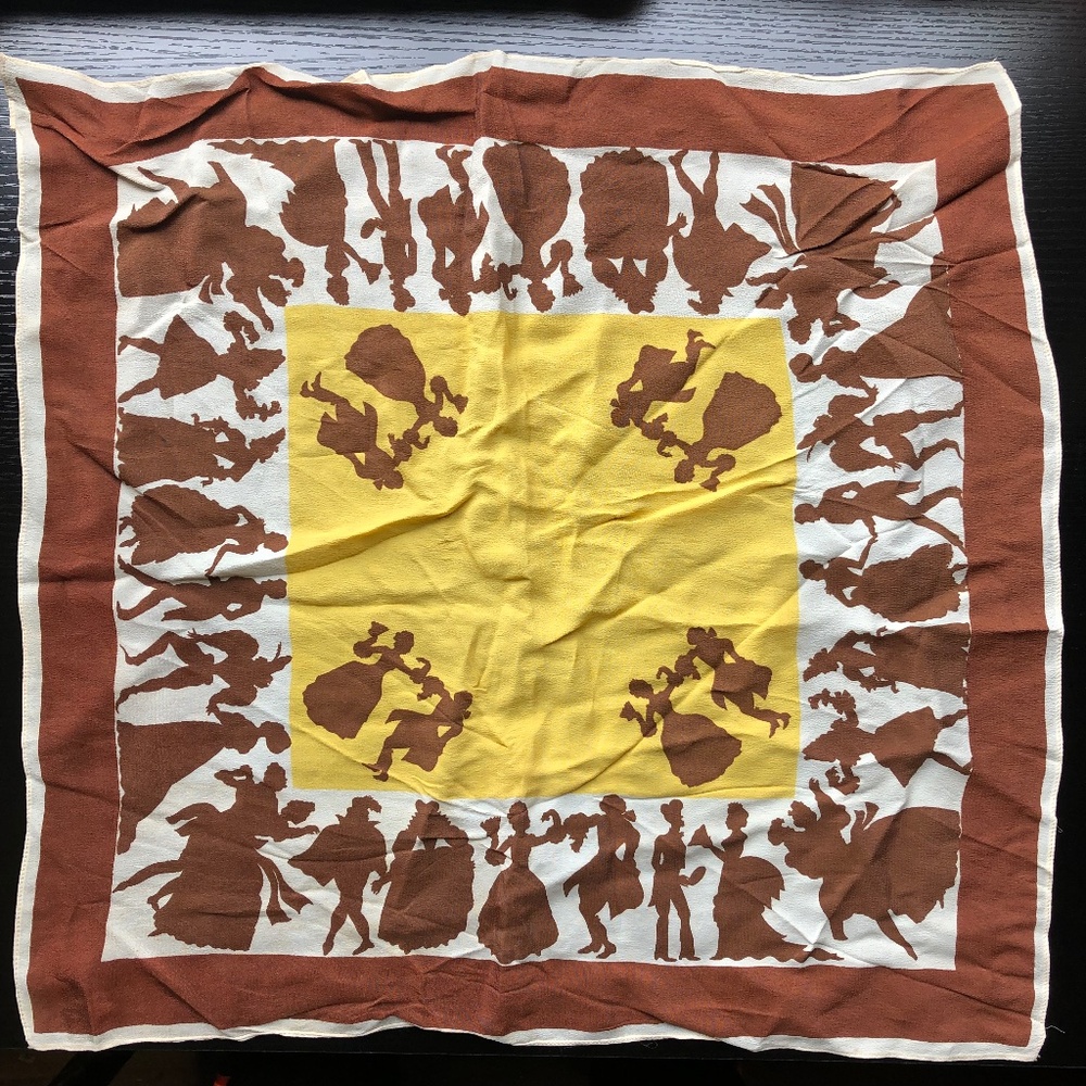 Romantic Party Silhouette Print Scarf Handkerchief